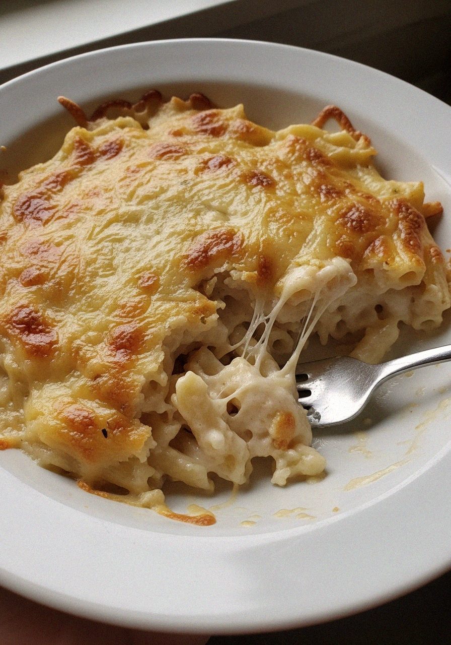Gratin de pâtes crémeux au four 7 Gratin de pâtes crémeux servi dans un bol — fondant et doré | Recettes du Soir