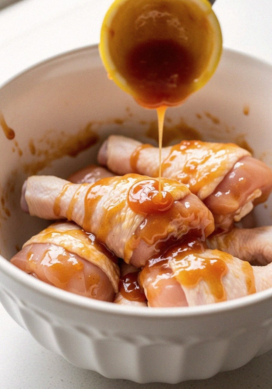 Pilons de poulet à l'air fryer — miel, citron, paprika 4 Pilons de poulet dans la marinade miel citron paprika | Recettes du Soir