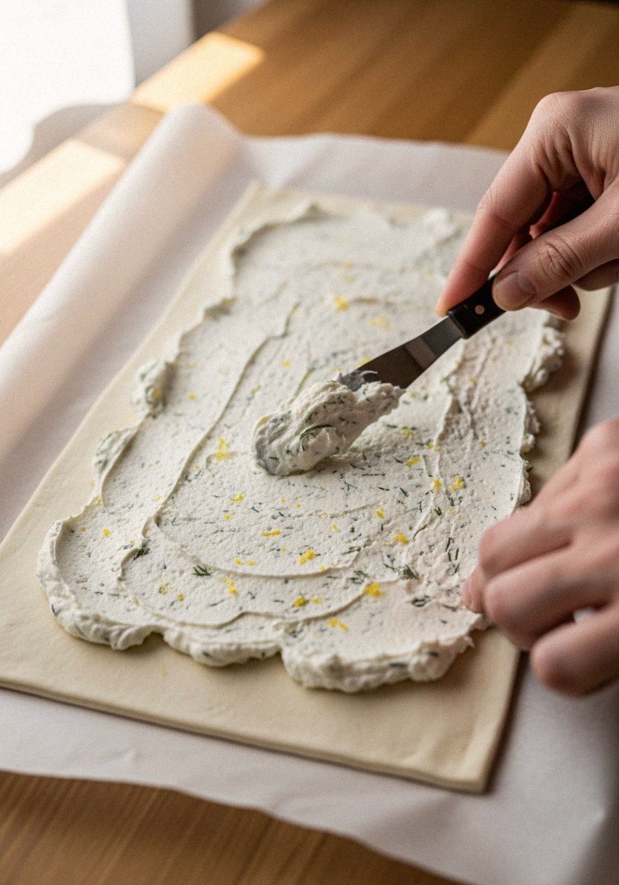 Étalage du fromage frais sur la pâte feuilletée | Recettes du Soir