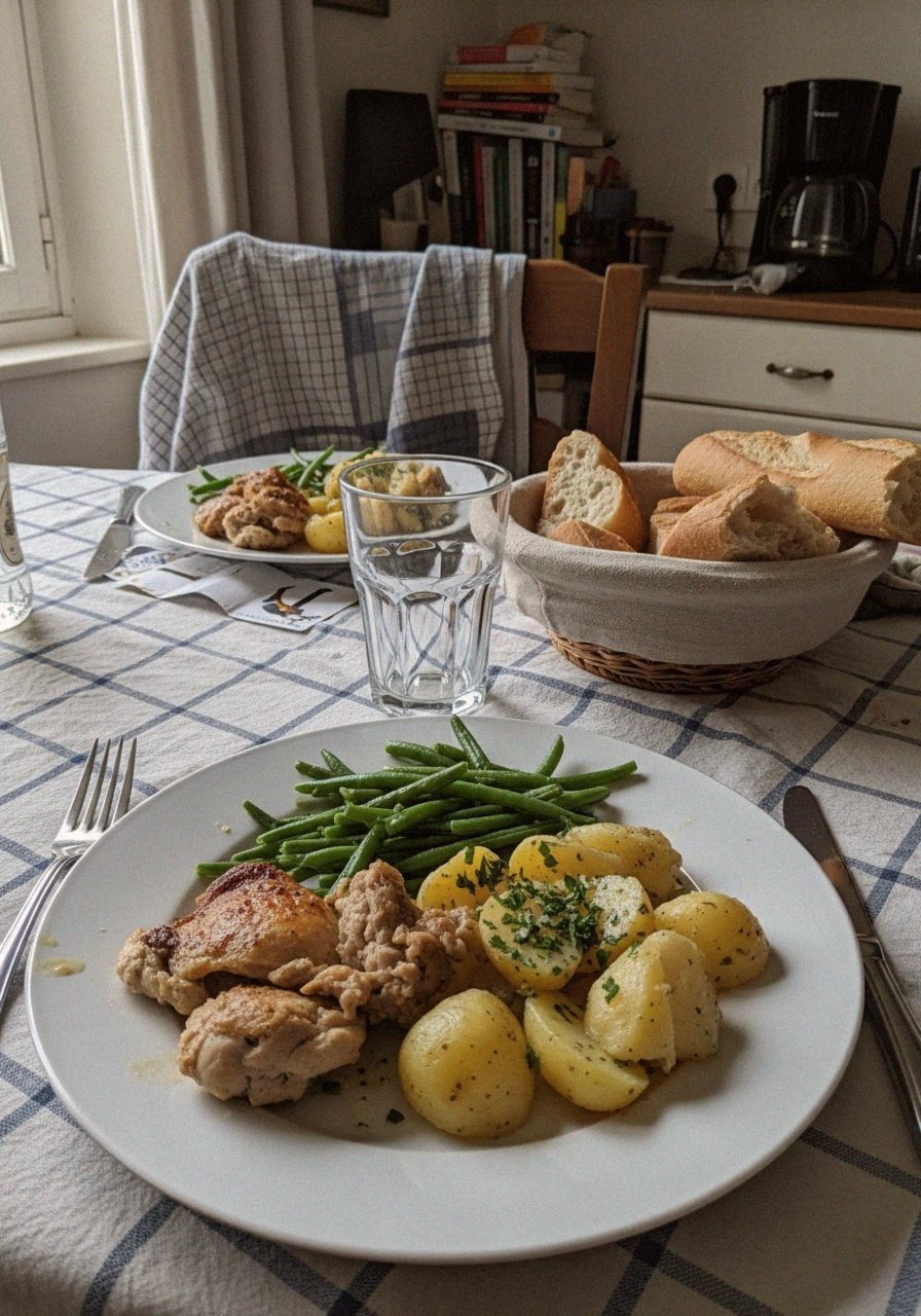 Dîner maison sur la table de la cuisine
